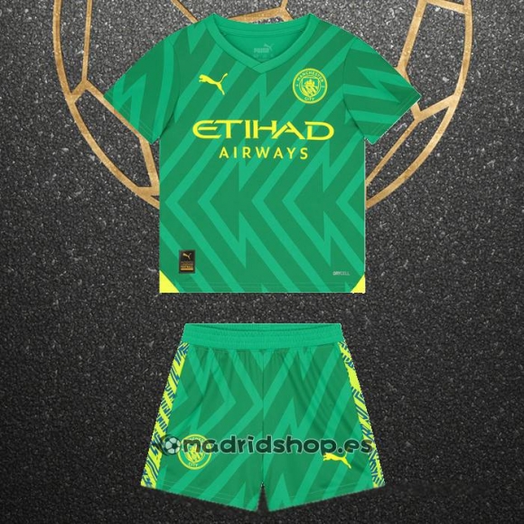 Camiseta Manchester City Portero Nino 23-24 Verde