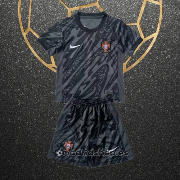 Camiseta Portugal Portero Nino Eurocopa 2024 Negro